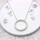 925 Sterling Silver Cubic Zirconia Circle Pendant Necklace For Women - 18 