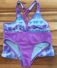 Gerry 2 Piece Tankini Swimsuit Set Junior Girl Sz 14 16 Purple Blue Quick Dry
