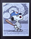 Aidan Flux   Hand Signed Authentic Print Framed Snoopy Playing Baseball    Coa
