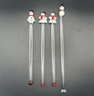 Vintage Hand Blown Glass Christmas Swizzle Sticks Cocktail Stirrers Lot Of 11
