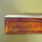 Vintage Faux Tortoise Shell Hair Comb Gold Tone Metal Spine Amber Resin Pocket