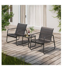3-piece Patio Furniture Set Outdoor Conversation Set With Glass Table   2 Chairs
