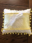 Ring Bearer Pillow   Flower Girl Basket Set Yellow soft White Satin Wedding