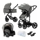 Baby Stroller Travel System 3-in-1   Adjustable Pram   Car Seat Accessories Grey