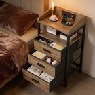 2-pack Nightstand With Usb Outlet   Power Strip  3-drawer Metal Bedside Table