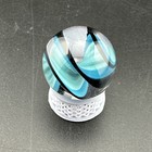 Contemporary Handmade Art Glass Marble  77  Blue Twisty Core Cane Swirl Mib Boro