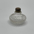 Antique Miniature Swirl Ribbed Glass Perfume Bottle Brass Cap Number 15 Base