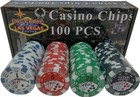Da Vinci 100 Dice Stripe Flush Design Poker Chips In Las Vegas Gift Box