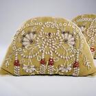 Victorian Style Beadwork Embroidery Needlepoint Throw Pillows Antique Pair 2