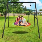 440lbs Metal Swing Set With Saucer Swing Heavy Duty A-frame Outdoor Kids Playset