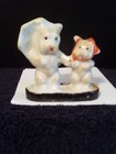  3  Vintage Ceramic Porcelain Cat   Dog Figurines With Umbrella s Japan