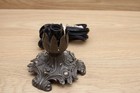 Vintage Ornate Bronze Portable Table Lily Lamp Base Accent Light 4 In