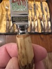Vtg Anton Wingen Jr Solingen Germany Steak Knife fork Antler Handle Etched Blade