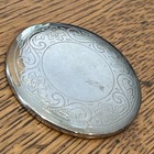Vintage Silver Metal Round Mirror Round Ornate Etched Flower Scrolling 1960 used
