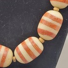 Vintage Etched Large Carnelian Agate Beads Necklace Made In Philippines  