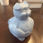 Vintage First Savings Plastic Piggy Bank Promo Blue Coin Bank Advertising