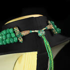 Truely 623 00 Cts Natural 3 Line Green Emerald Carved Beads Necklace  -  dg 