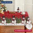 Horaldaily Christmas Tablecloth 60x84 Rectangular Winter Snowman Trees Red