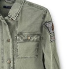 Max Jeans Military Beaded Utility Jacket Womens Size Medium Washed Olive Green