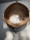 Vintage Nantucket Style Woven Basket With Wooden Handle