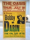 Rare 1959 Original Vintage Bobby Darin Dream Lover Splish Splash Concert Poster