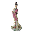 Vintage Tall Chinese Porcelain Guanyin Goddess Figurine Statue With Pink Robe