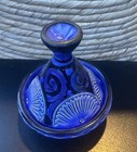 Moroccan Traditional 5 Inch Royal Blue Pottery Hand Made Serving Tagine
