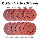 110pcs Orbital Sandpaper Assortment 5in 8-hole Hook Loop Orbital Sander Paper