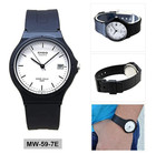 Casio White Dial Black Resin Quartz Men s Analog Round Classic Watch Mw-59-7evdf
