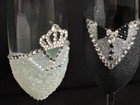     wedding Glasses Crown Unique 2 Pc Set New   Box   Groom Bride Handwash      