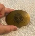 Vtg Mason Lodge Masonic Club Brass Belt Buckle
