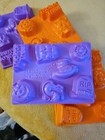 Jello Jiggler Plastic Halloweem Mold Trays Lot  4  Purple Orange
