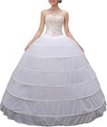 Crinoline Petticoat A-line 6 Hoop Skirt Slips Long Underskirt For Wedding Bridal