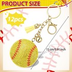 12 Pcs Rhinestone Keychains For Back To Gift Bling Purse Charm Sport Key Ring   