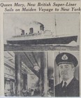 Vintage 1936 Rms Queen Mary Ship First Voyage Newspaper