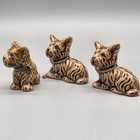 Vintage Miniature Ceramic Brown Terrier Dogs Made In Japan Figures Set Of 3