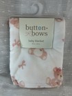 Button   Bows Bear Baby Blanket Security Lovey Nunu Teddy Pink Bow Girls New