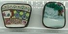 Set Of 2 Vtg Asian Chinese Famille Rose Porcelain Shard Jewelry Trinket Boxes