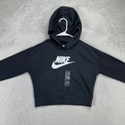 Nike Unisex Kids Hoodie Sweatshirt Xl Black Spell Out Pullover Swoosh Youth New