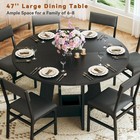 Round Dining Table Set For 6  7-piece Kitchen Table And Chairs For 6  47   Round