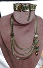 Vintage Gold Tone Butterfly Multi Row Chain Mcm Necklace   Bracelet Set