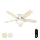 Hunter Fan 48 Inch Low Profile Fresh White Ceiling Fan With Light Kit And Remote