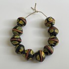 10 Old Venetian Bicone Black King Glass African Trade Beads