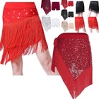 Women Belly Dance Hip Scarf Glitter Sequins Fringe Tassels Skirt Belt Costume