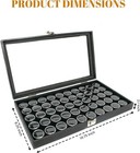 Novel Box Glass Top Jewelry Gemstone Display Case With 50 Gem Jar Tray Insert