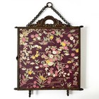 Antique Victorian Tri-fold Metal Vanity Mirror Standing Hanging Japanese Floral