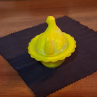 Mosser Glass -collectible Mini Hen On Nest Salt -dandelion glows -free Shipping