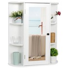 Bathroom Kitchen Medicine Storage Organizer With Mirror Wall Mounted Cabinet 