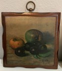 Vtg  Wooden Litho Art  Still Life Fruit Painting Plaque Wall Hanging Hank Boj
