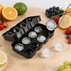 Black Round Silicone Ice Cube Ball Maker Tray 8 Large Sphere Molds Bar Cocktails